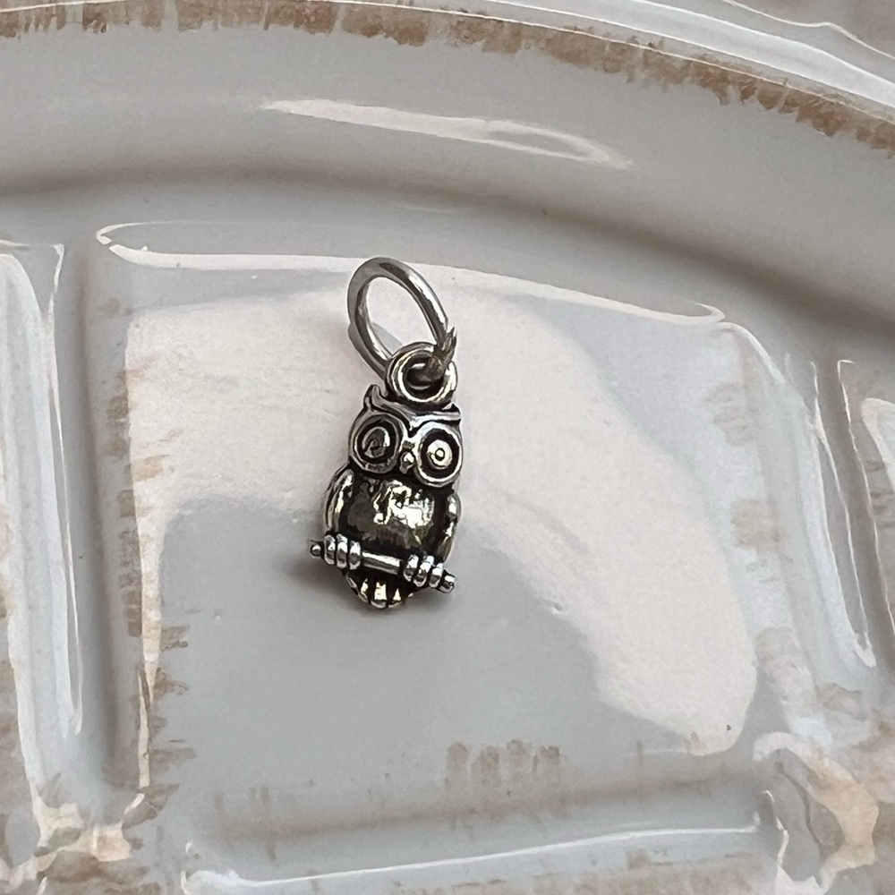 Vintage Teeny Tiny Owl Charm Sterling Silver • NOS